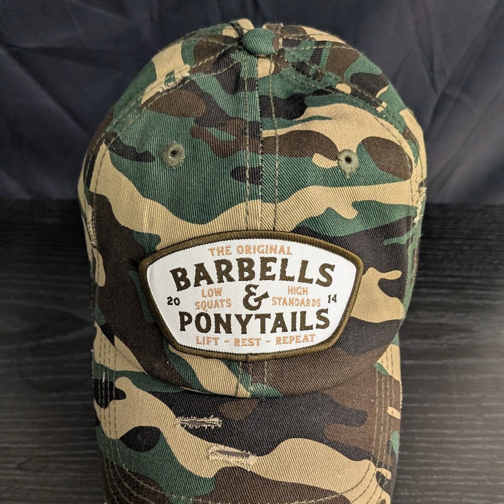 Barbells And Ponytails Distressed "Logo" Ponytail Hat Adjustable